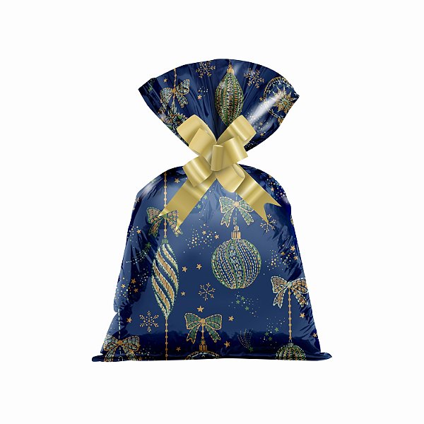 Saco Poli Metalizado Celebrar 25cmx35cm Azul Marinho | 50 Unidades