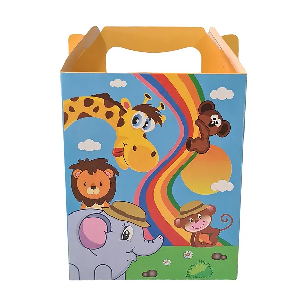 Caixa Presente Maleta Turma Bichos 21x26x7,5 Estampa Infantil com 10 unidades M3
