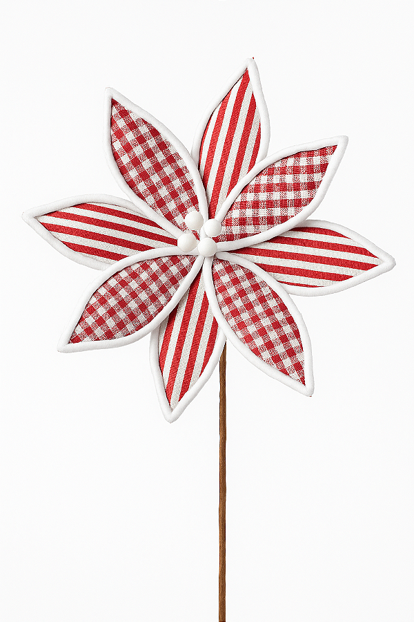 Bico de Papagaio Pick Candy Xadrez Listrado Vermelho/Branco 31CM