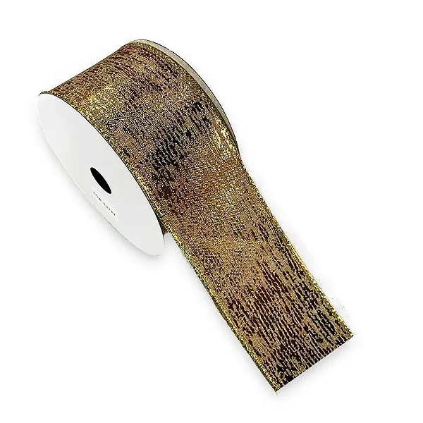 Fita de Natal 63mm Ouro e Branco 9,14Metros