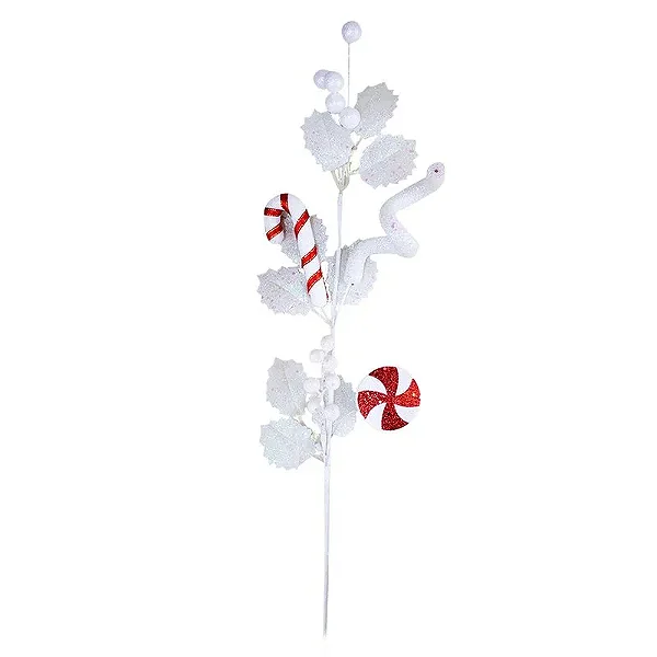 Pick Natalino Candy Vermelho e Branco 70cm