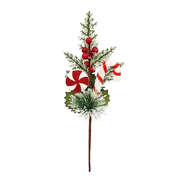 Pick Natalino Candy Vermelho e Branco 38CM