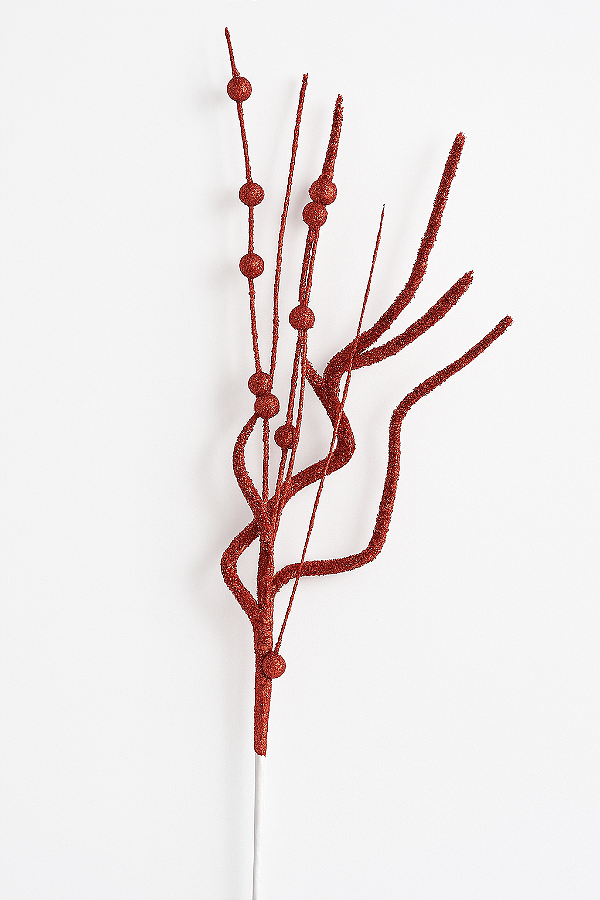 Galho Complemento Espiral Glitter 78CM ( Vermelho )
