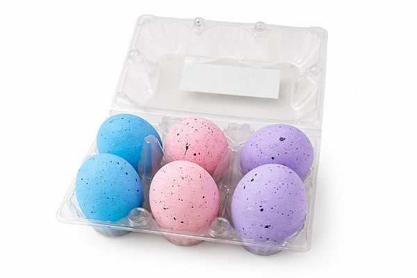 Cartela de Ovos Enfeite Páscoa Azul Branco 6x4CM ( 6 Unidades )