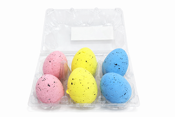 Cartela de Ovos Enfeite Páscoa Rosa Amarelo Azul 6x4CM ( 6 Unidades )