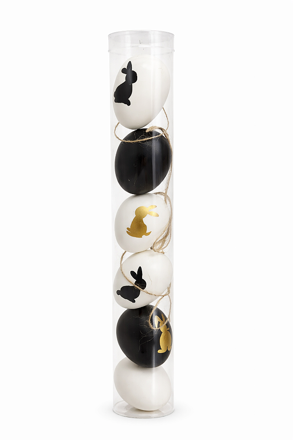 Tubo Ovos Enfeite Páscoa Branco e Preto Páscoa 6CM ( 6 Unidades )