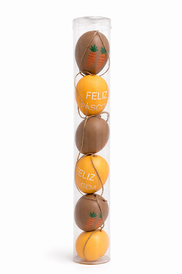 Tubo Ovos Enfeite Páscoa Marrom e Laranja Páscoa 6CM ( 6 Unidades )