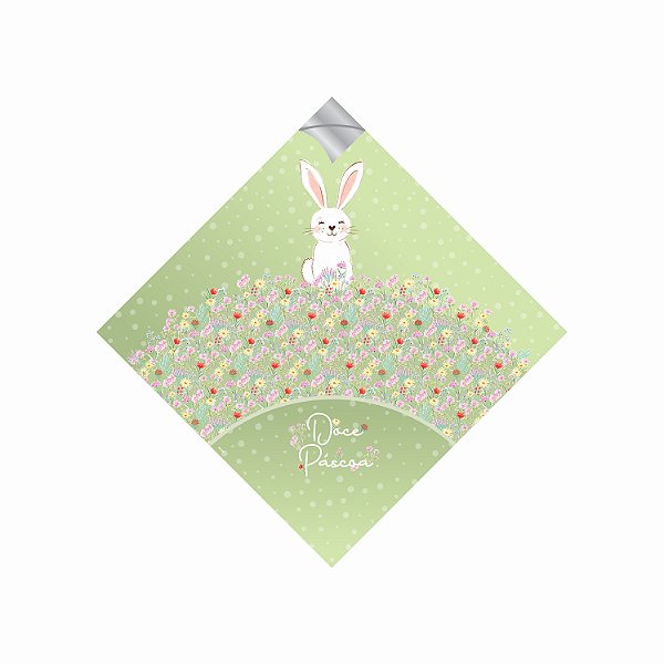 Saco Para Ovo de Páscoa Pratik Metalizado Doce Jardim 35cmx35cm 25 Folhas Verde Chá