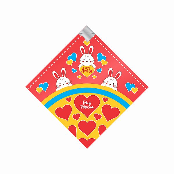 Saco Para Ovo de Páscoa Pratik Metalizado Com Amor 35cmx35cm 25fls Vermelho