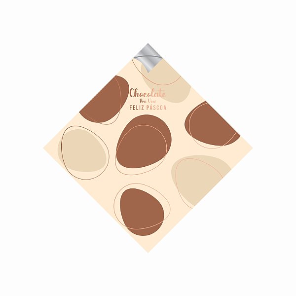 Saco Para Ovo de Páscoa Pratik Metalizado Chocolate Pra Você 45cmx45cm 25fls Barbante