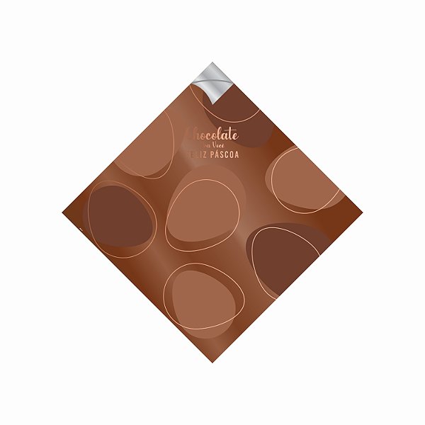 Saco Para Ovo de Páscoa Pratik Metalizado Chocolate Pra Você 45cmx45cm 25fls Marrom