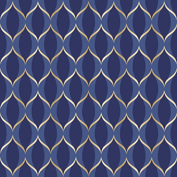 Saco Para Presente Metal Waves Azul E Ouro 35X54CM - 50 Unidades