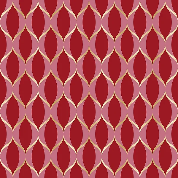 Saco Para Presente Metal Waves Vermelho E Ouro 35X54CM - 50 Unidades