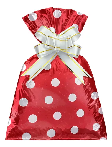 Saco para Presente 20x29CM Bola Branca com Vermelho - 50 Unidades