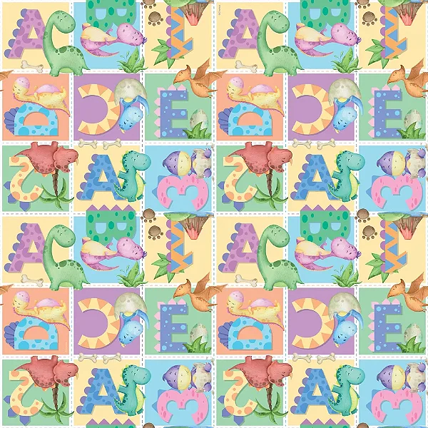 Saco Para Presente Perol Abc Dino Colorido 30X44CM - 50 Unidades
