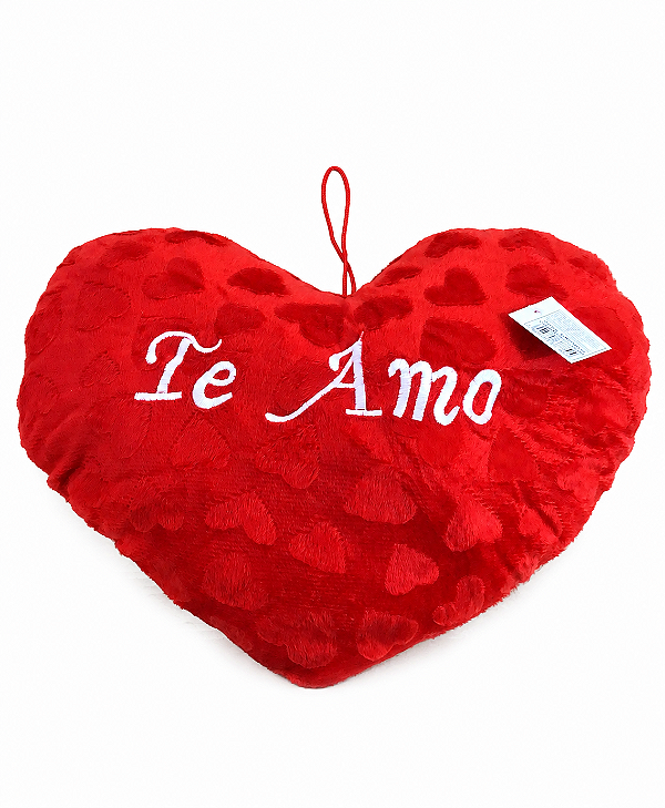 Coração de Pelúcia Te amo Com Corações - Poliéster - 33CM