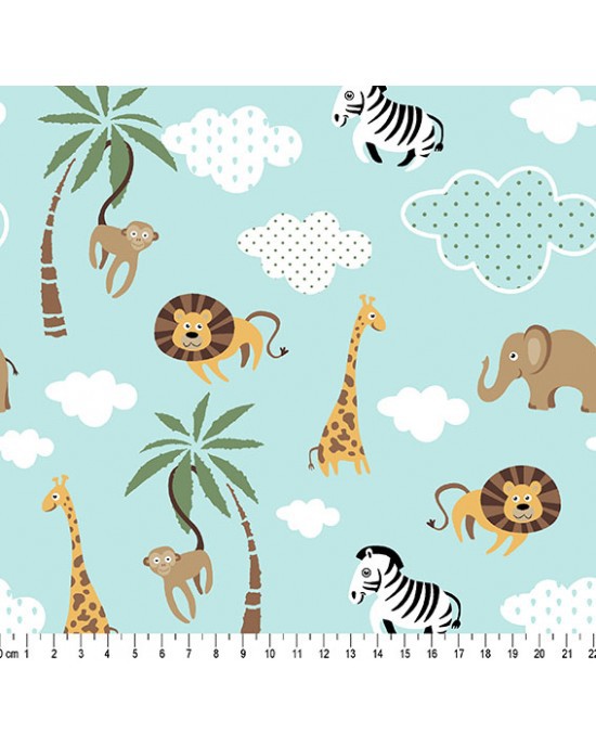 TC060 Tricoline Estampado Safari (Azul)