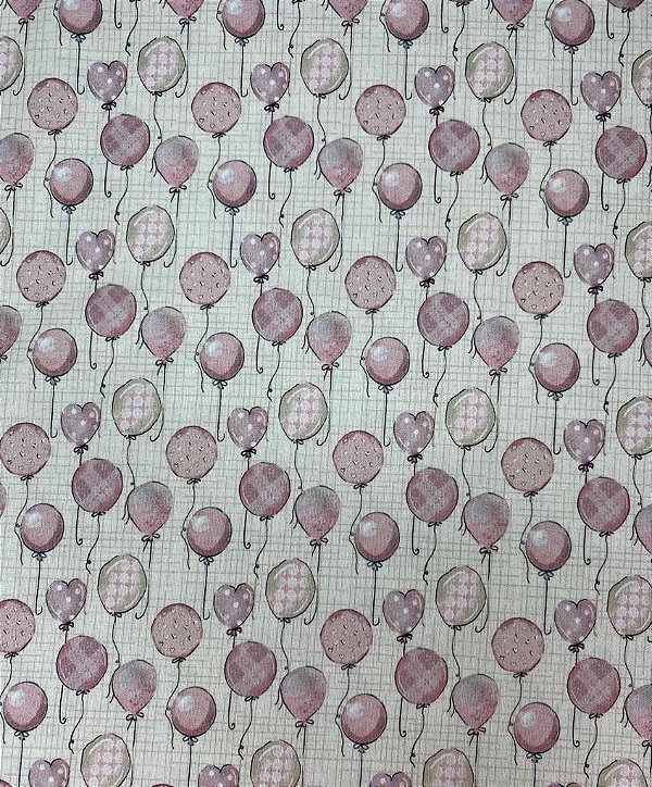 TC068 Tricoline Balões Baby Rosa