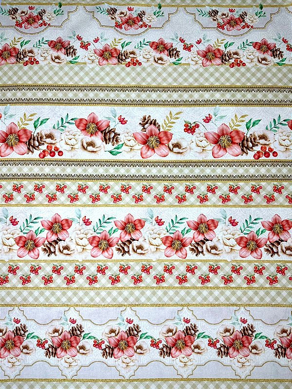 barrado florais e pinhas de natal