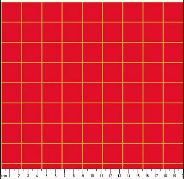 Tricoline Grid Gold Natal - Vermelho (Miúdo)