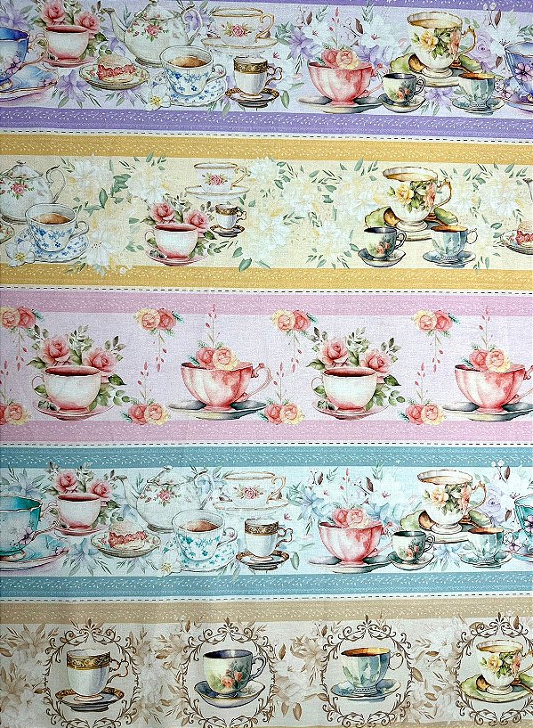 BR092 Barrado Xícaras Floridas