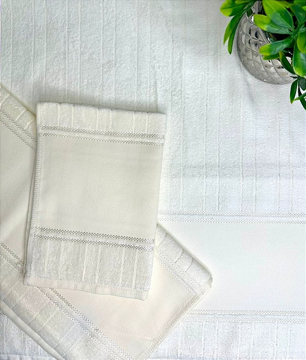 Kit Toalhas Velour Artesanalle Liso - Marfim (3 peças)