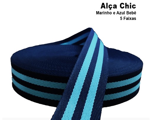 Alça Chick 30 mm Marinho e Azul Bebê (1 metro)