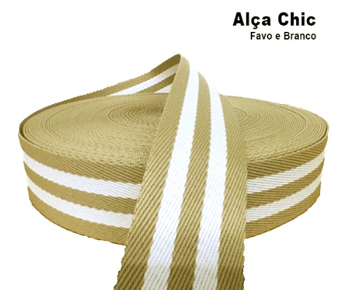 Alça Chick 40 mm Favo e Branco (1 metro)