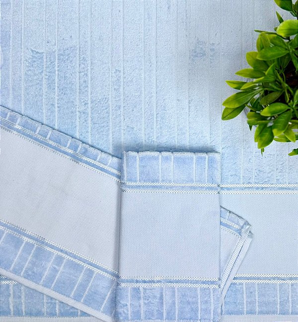 Kit Toalhas Velour Artesanalle Liso - Azul Claro (3 peças)