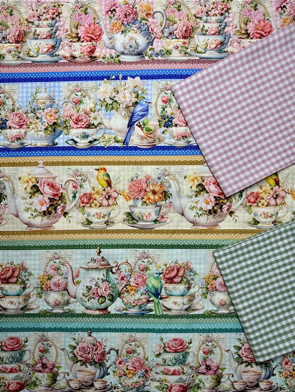 Kit BR215 Barrado Xícaras e Bule