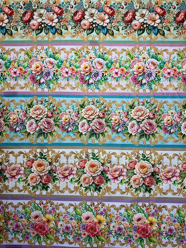 BR217 Barrado Rosas Coloridas