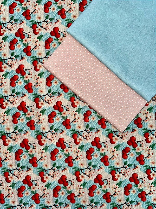 Kit TC086 Tricoline Frutas Cereja 3D