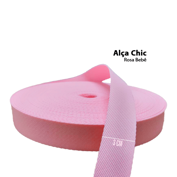 Alça Chick 30 mm Rosa bebê (1 metro)