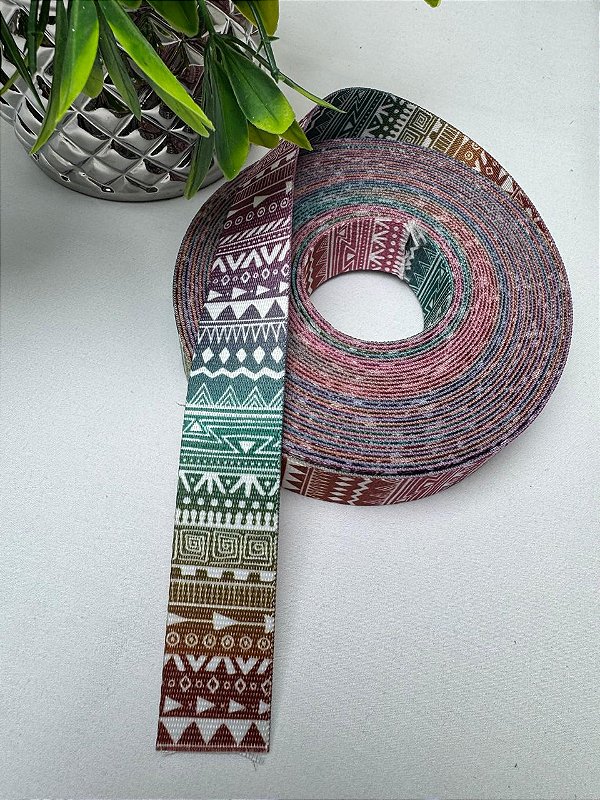 Alça acetinada 30 mm Rosa e verde (1 metro)