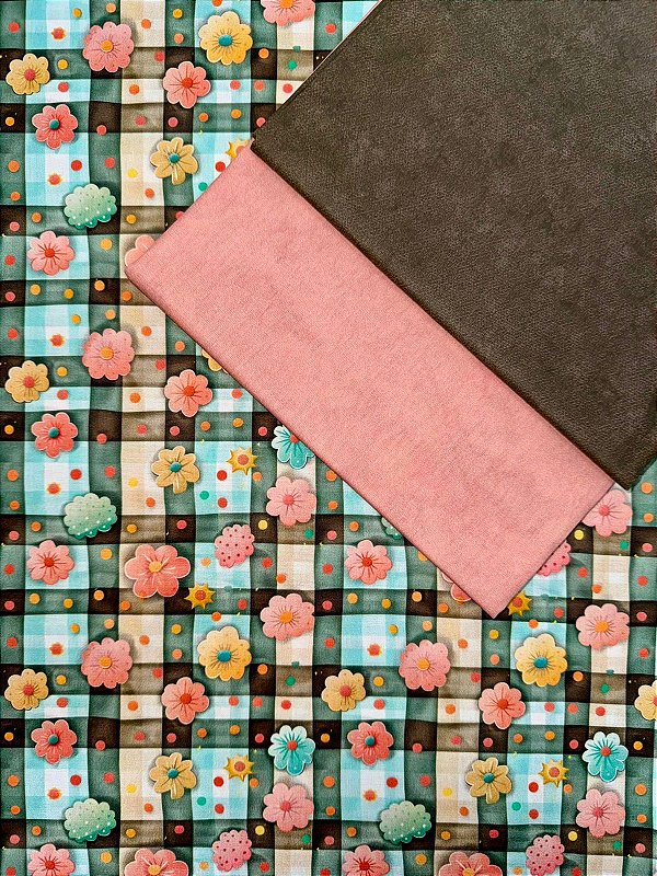 Kit TC098 Tricoline Flores Lúdicas