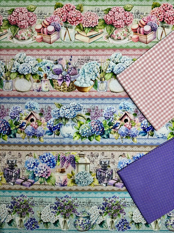 Kit BR245 barrado vasos de hortênsia