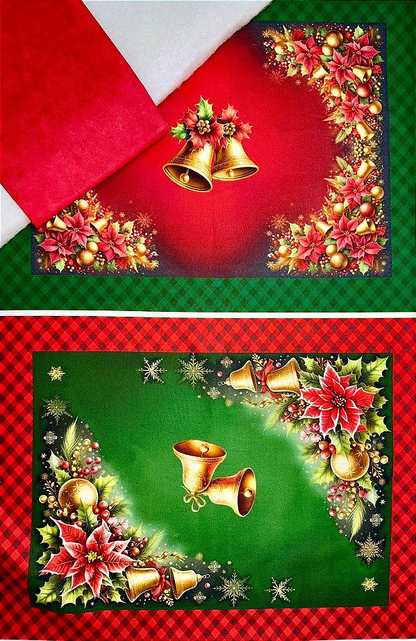 Kit Jogo Americano em Sarja Natal (4 peças)