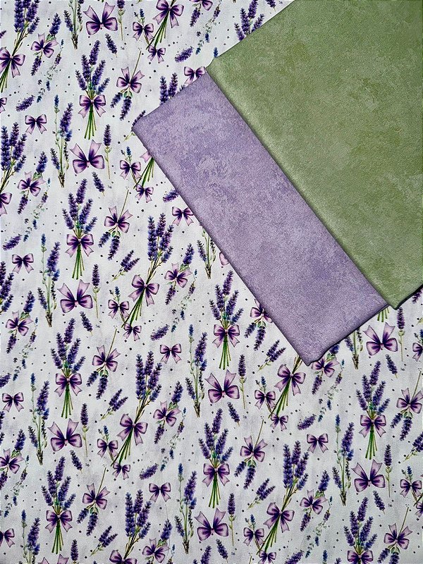 Kit TC117 Tricoline lavanda e laços