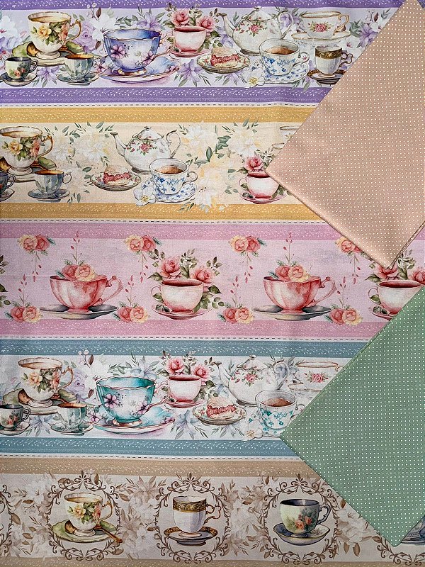 Kit BR092 Barrado Xícaras Floridas