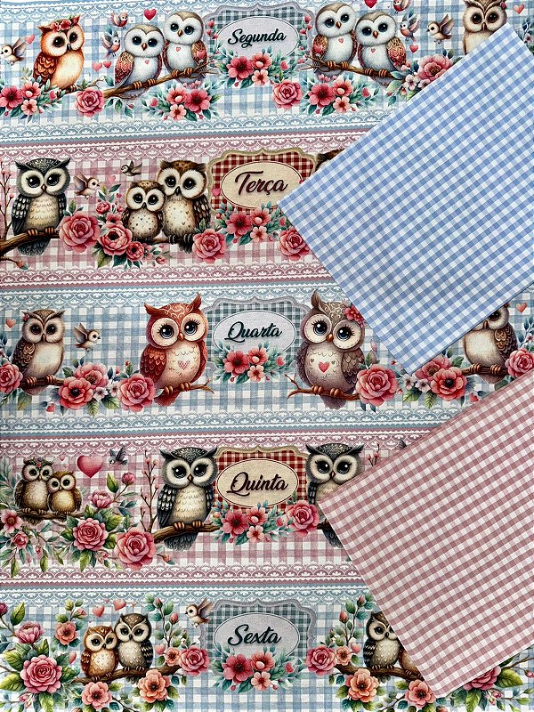 Kit BR280 Barrado semaninha corujinha