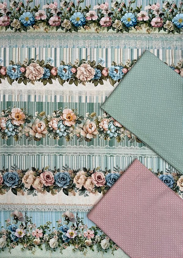 Kit BR296 Barrado flores de salmão