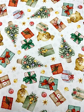 TC070 Tricoline Presentes Natalinos (144 x 150)