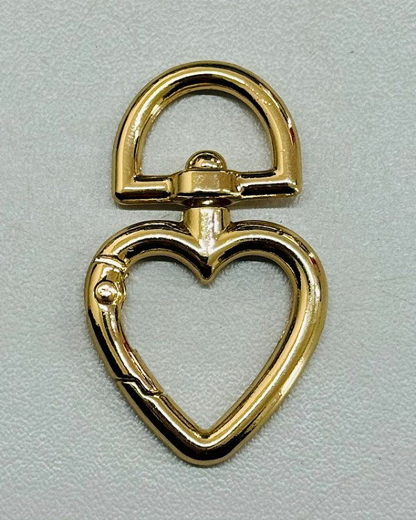 137 - Fecho com Argola Coração 25 mm Ouro - 6 unidades