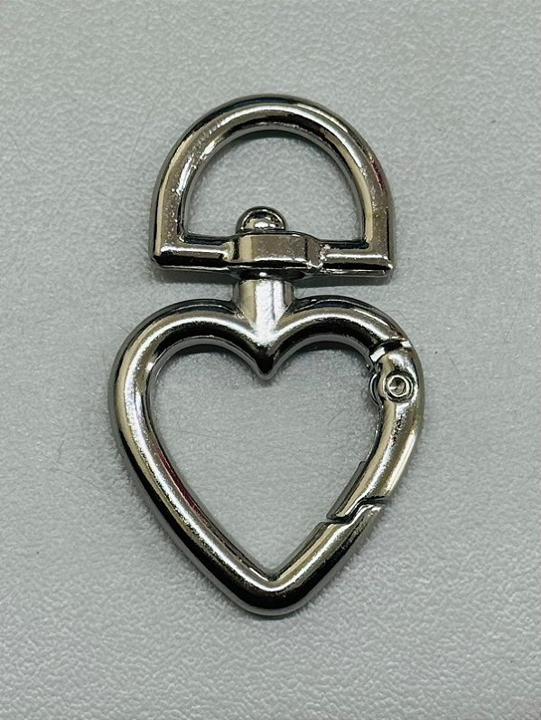 138 - Fecho com Argola Coração  25 mm Níquel - 6 unidades
