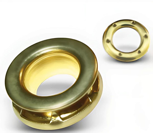 162 - Ilhós Nr. 3 com Arruela Garra Dourado - 6 unidades