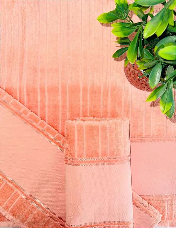 Kit Toalhas Velour Artesanalle Liso - Terra Cotta (3 peças)