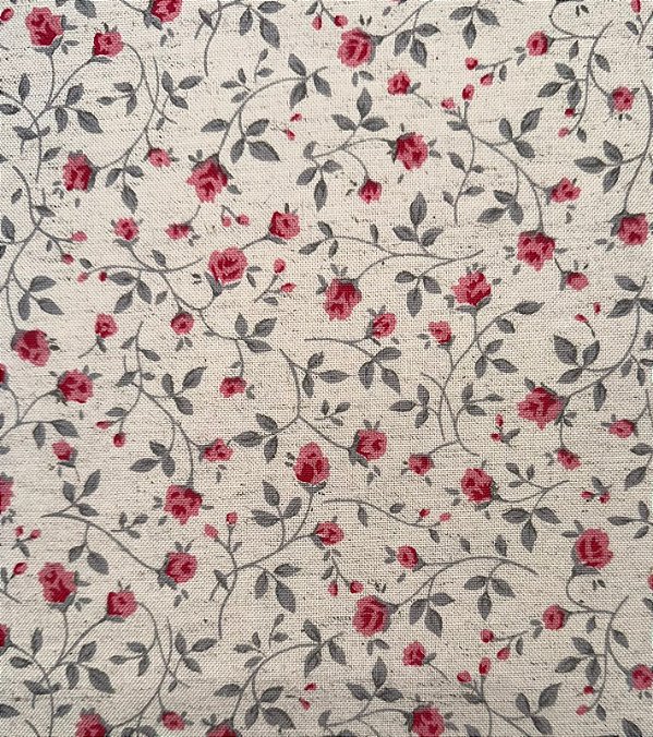 TC144 Tecido Cotton Linen Flores Vermelha