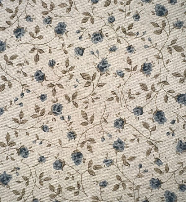 TC145 Tecido Cotton Linen Flores Azuis