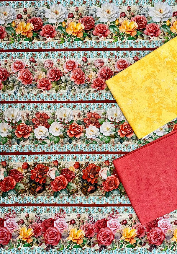 Kit BR327 Barrado Floral Coral