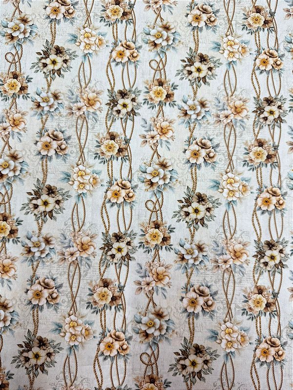 TC160 Tricoline Floral Cordão de Flores